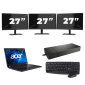 Acer TravelMate P214-53 - Intel Core i5 11th Generation - 14 inch - 16GB RAM - 256GB SSD - Windows 11 Home + 3x 27 inch Monitor