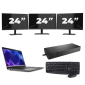Dell Latitude 3440 - Intel Core i3 13th Generation - 14 inch - 16GB RAM - 256GB SSD - Windows 11 Home + 3x 24 inch Monitor