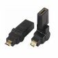 Mini HDMI Male to HDMI Female 360 Degree 90 angled Swiveling Adapter, Gilded