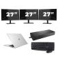 HP EliteBook 830 G7 - Intel Core i7 10th Generation - 13 inch - 16GB RAM - 256GB SSD - Windows 11 Home + 3x 27 inch Monitor
