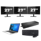 HP EliteBook 830 G8 - Intel Core i5 11th Generation - 13 inch - 16GB RAM - 256GB SSD - Windows 11 Home + 3x 27 inch Monitor