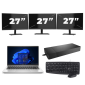 HP ProBook 440 G9 - Intel Core i3 12th Generation - 14 inch - 16GB RAM - 256GB SSD - Windows 11 Home + 3x 27 inch Monitor