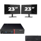 Lenovo ThinkCentre M700 USFF - Intel Core i5-6th Generation - 8GB RAM - 256GB SSD - Windows 11 + 2x 23 inch Monitor