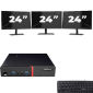 Lenovo ThinkCentre M700 USFF - Intel Core i3-6th Generation - 8GB RAM - 256GB SSD - Windows 11 + 3x 24 inch Monitor