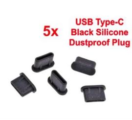5* Silicone anti-dust plugs for USB Type-C Port, color Black*