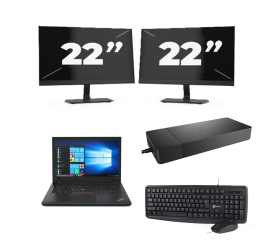 Lenovo ThinkPad A485 - AMD Ryzen 5 2500U - 14 inch - 8GB RAM - 256GB SSD - Windows 11 Home + 2x 22 inch Monitor