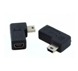Mini USB Female to Male adapter, 90° angle, right
